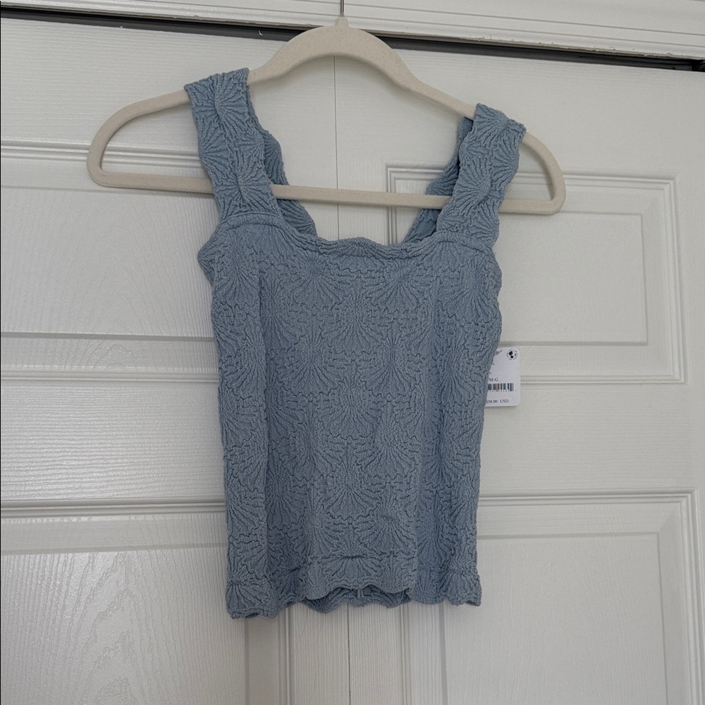 Free People Light Blue Textured Tank Top